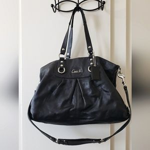 Coach Vintage Ashley Black Leather Carryall Hobo Tote Bag Purse